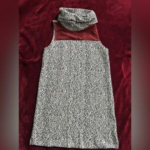 THML Black and White Patterned Mini Dress with Red Accent